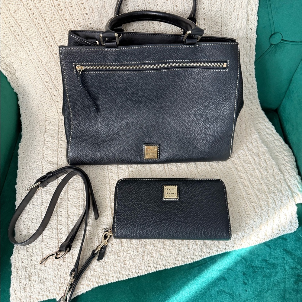 Dooney & Bourke Black Satchel and Wallet Set